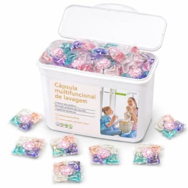 Imagem de Cápsulas Multifuncionais de Lavagem Hidrossolúveis 5 em 1, Sabão, Detergente para Roupas em Cápsulas, Remove Manchas Difíceis, Fragrância Duradoura, 50 Unidades – Limpeza, Amaciante e Fragrância