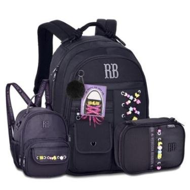 Imagem de Mochila com Lancheira e Estojo Cadarços Rebecca Bonbon-Feminino