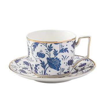 Imagem de Conjunto de xícara e pires de café floral pintado à mão com colher, xícara de chá de porcelana vintage, caixa de presente incluída - xícaras elegantes de chá e café expresso para mulheres, dia das