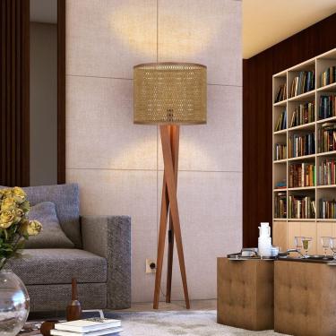 Imagem de Luminária Abajur Paris Cúpula Indiana Detalhada Sala Bivolt - Teca/marrom