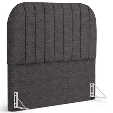 Imagem de Cabeceira Cama Box Casal Estofada Orgânica 140cm Alice W01 Linho Cinza Escuro - Lyam Decor