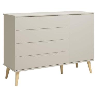 Imagem de Cômoda Com Porta Retrô Elfe Areia Acetinado Natural - Reller