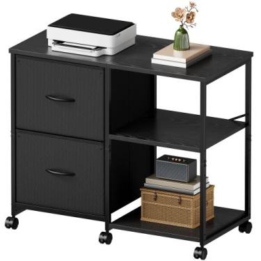 Imagem de Gabinete YeTom con 2 Cajones de Tela y Ruedas, Negro