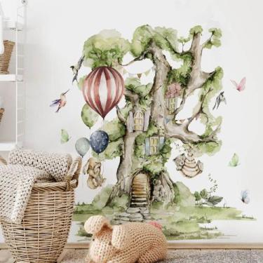 Imagem de Adesivos de parede Whimsical Treehouse PVC removíveis 30x90cm - yiweis