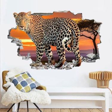 Imagem de Adesivo de parede 3D Leopard PVC autoadesivo 50x70cm - yiweisai