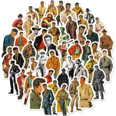 Imagem de Pacote de adesivos masculinos retrô, 50 unidades, personagem vintage C