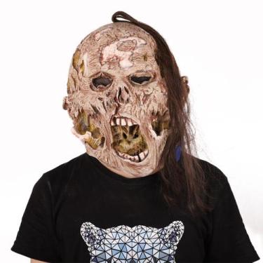 Imagem de Máscara de látex com rosto podre de zumbi envelhecido para carnaval de