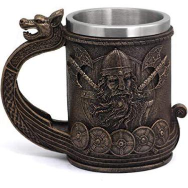 Imagem de Caneca de cerâmica Viking Dragon Handle 350ml - Norse Warrior D - yiwe