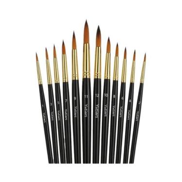 Imagem de Conjunto De 12 Pincéis De Pintura Para Artistas Com Pontas Redondas Ve