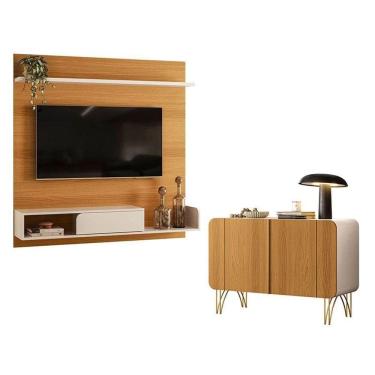 Imagem de Painel Para Tv Suspenso Evo Com Buffet Benvenuto Cinamomo Off White - Hb Móveis