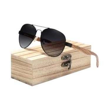 Imagem de Óculos De Sol Unissex UV400 HD Polarizados Com Armação De Madeira E Li