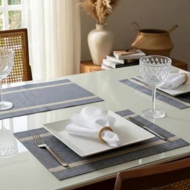 Imagem de Kit 4 Jogo Americano Elegance Sousplat Mesa Jantar PVC - Margex, Azul