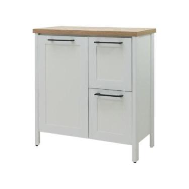 Imagem de Gabinete Armário Banheiro Ditália 1P 2G Com Tampo BN-01 Cozy, Cinza