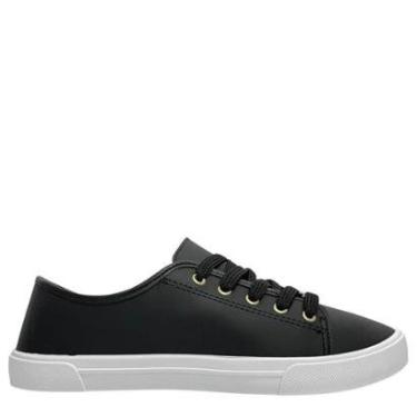 Imagem de Tênis Casual Feminino Moleca com Detalhes Dourados Confortável-Feminino