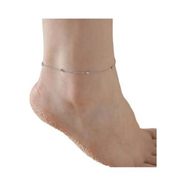 Imagem de Tornozeleira Feminina De Aço Inoxidável Com Pingentes De Gato E Avião 