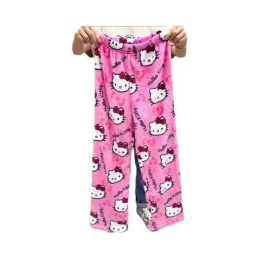 Imagem de Calças De Pijama De Flanela Kawaii Hello Kitty Para Mulheres, Confortá