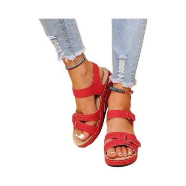 Imagem de Sandálias Femininas De Salto Anabela Com Sola Macia, Plataforma Elegan