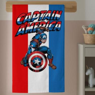 Imagem de Toalha Personagem Capitão Infantil Heroi América Colorida Banho Praia 