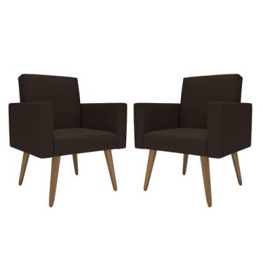 Imagem de Kit 2 Poltronas Nina Barbearia Studio Recepção - Móveis Mafer, Marrom