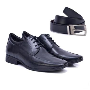 Imagem de Kit Sapato Social Masculino 100% Couro + Cinto Dupla Face - Ferrara, P