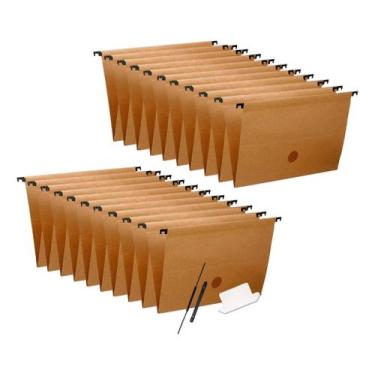 Imagem de Kit 20 Pasta Suspensa Kraft Com Grampo Para Arquivo Dello - Delo