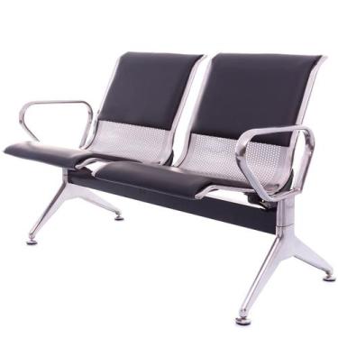 Imagem de Cadeira Longarina Aço Inox com Estofado 2 Lugares - Riverside