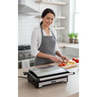 Imagem de Sanduicheira e Grill 1000W Inox 180º Antiaderente Elétrica - Congratul