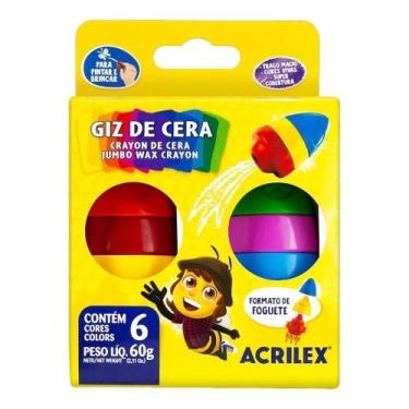 Imagem de Giz de Cera foguete 6 cores acrilex unid, 3