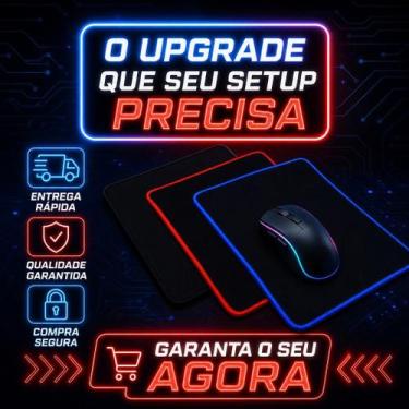 Imagem de Mouse Pad Preto Liso Speed Antiderrapante com Borda Costurada - import
