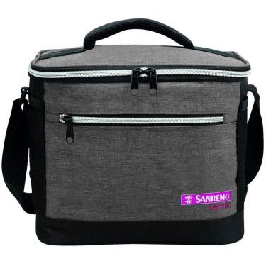 Imagem de Bolsa Térmica Cooler Com Alças Sanremo 8 Litros Praia Marmita Lanche Cinza