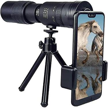 Imagem de Telescópio monocular super teleobjetiva de zoom 4K 10-300X40mm, telescópio monocular para celular, com adaptador de smartphone tripé para caminhadas, acampamento, observação de pássaros, pequena surpresa