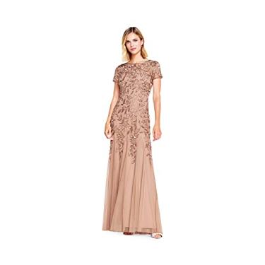 Imagem de Adrianna Papell Vestido feminino com contas florais, Ouro rosa, 36