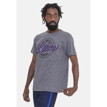 Imagem de Camiseta Nba Metal Team Los Angeles Lakers Cinza Mescla Escuro