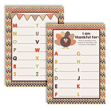 Imagem de "I Am Thankful For" A a Z Alfabeto Cartão de Ação de Graças Preencha Cartas de Jogo, Dez 12,7 x 17,7 cm Preencha as Cartas em Branco da AmandaCreation