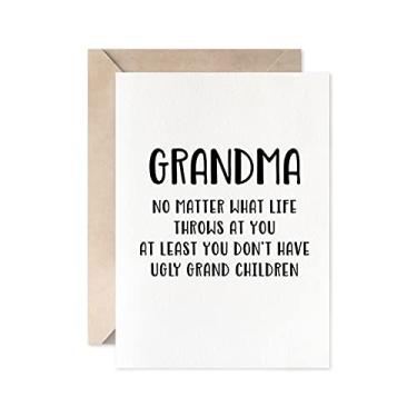 Imagem de MAGJUCHE Cartão de aniversário engraçado para vovó, Don't Have Ugly Grand Children, Dia das Mães, presente de Natal do neto, neta