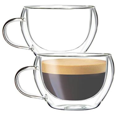 Imagem de Youngever Pacote com 2 Canecas de Café de Vidro com Isolamento Térmico de Parede Dupla, 156 g (Largura), 1.6L