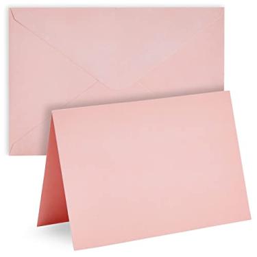 Imagem de Pacote com 48 cartões de felicitações em branco – Cartões simples e envelopes coloridos combinando para cartões de Natal faça você mesmo, cartões de agradecimento, convite de festa, aniversário, casamento, rosa blush, 10 x 15 cm
