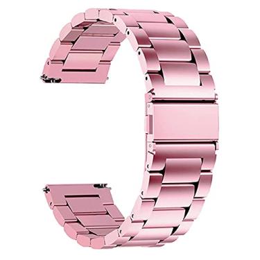 Imagem de Pulseira 20mm Metal 3 Elos compatível com Samsung Galaxy Watch Active 1 e 2 - Galaxy Watch 3 41mm - Galaxy Watch 42mm - Amazfit GTR 42mm - Amazfit GTS - Marca LTIMPORTS (Rosa Pink)