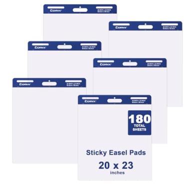 Imagem de Comix Bloco de cavalete adesivo, papel flip chart de 50 x 58 cm para professores, papel grande autoadesivo, 30 folhas/bloco, 6 blocos/pacote