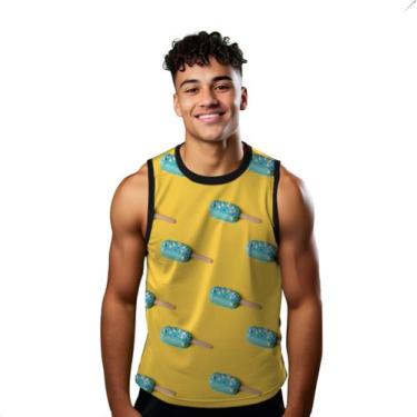 Imagem de Camiseta Regata Verão Estilo Moda Praia Sorvete Cartoon Verde Doce 145