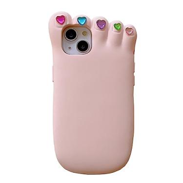 Imagem de QoKcoahn Capa para iPhone 15 Pro, capas de telefone Kawaii, 3D, engraçadas, fofas, com desenho de pé, unhas, capa de proteção contra quedas de gel de silicone macio para mulheres e meninas para iPhone