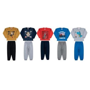 Imagem de Kit 5 Conjuntos Moletom Infantil Masculino Inverno - Cleomara, 4