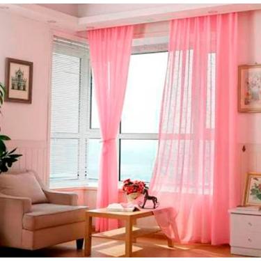 Imagem de Cortina Voil Quarto Bebe 6m X 2,80m P Varao - Chrisney Bordados, Rosa