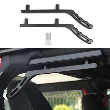 Imagem de JeCar Alças traseiras de alumínio para Jeep Wrangler JK 4-portas esportivas Sahara Rubicon X, preto