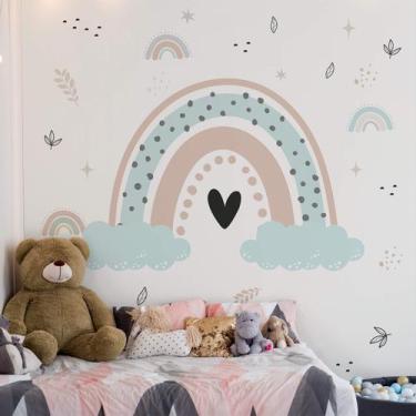 Imagem de Papel de Parede Menina Arco-íris Floral Ramos Infantil 6m² - Quartinho