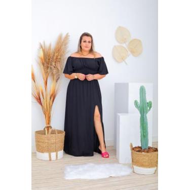 Imagem de Vestido feminino plus size longo moda blogueira manga godê  - Snazzy S