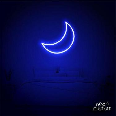 Imagem de luminaria letreiro Neon Led Lua 60x60 luminoso decoração p/ selfie - N