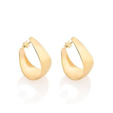 Imagem de Brincos Meia Argola Banhado a Ouro Zircônias Rommanel 527291, Dourado