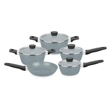 Imagem de Jogo de Panelas 5 Peças Linha Carmela Ceramic-Flon cor Cinza MTA - 842