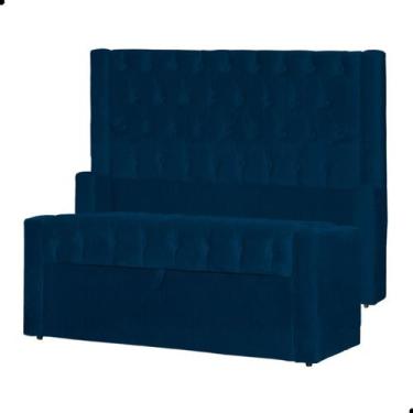 Imagem de Kit Cabeceira e Calçadeira Baú Emma Suede King 195 cm - Fina Mobília, 